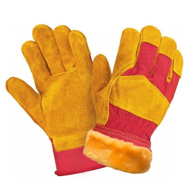 Перчатки спилковые комбинированные утепленные (искусственный мех) (2163/4)